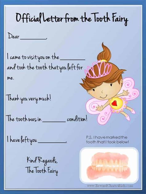 Tooth Fairy Letter Template printable pdf download